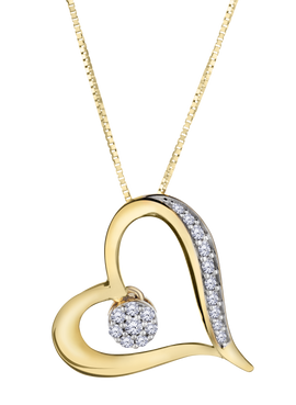.10 Carat of Lab Grown Diamonds Heart Pendant, 10kt Yellow Gold.....................NOW