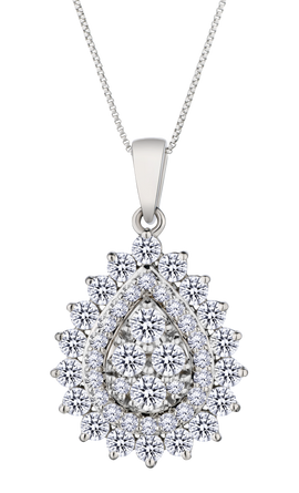 1.00 Carat of Lab Grown Diamonds "Double Halo" Pendant, 10kt White Gold.....................NOW