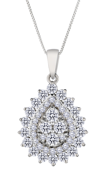 1.00 Carat of Lab Grown Diamonds "Double Halo" Pendant, 10kt White Gold.....................NOW - Griffin Jewellery Designs