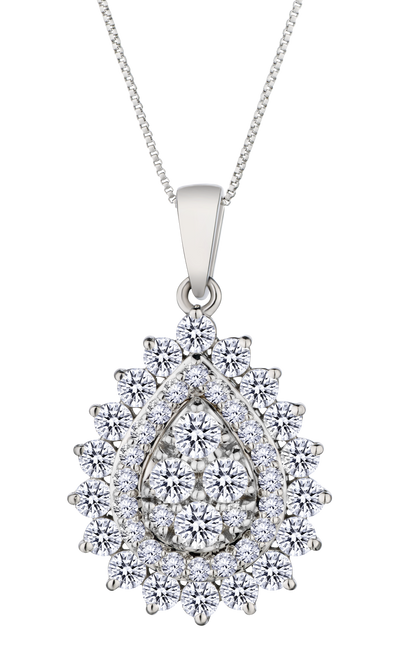1.00 Carat of Lab Grown Diamonds "Double Halo" Pendant, 10kt White Gold.....................NOW