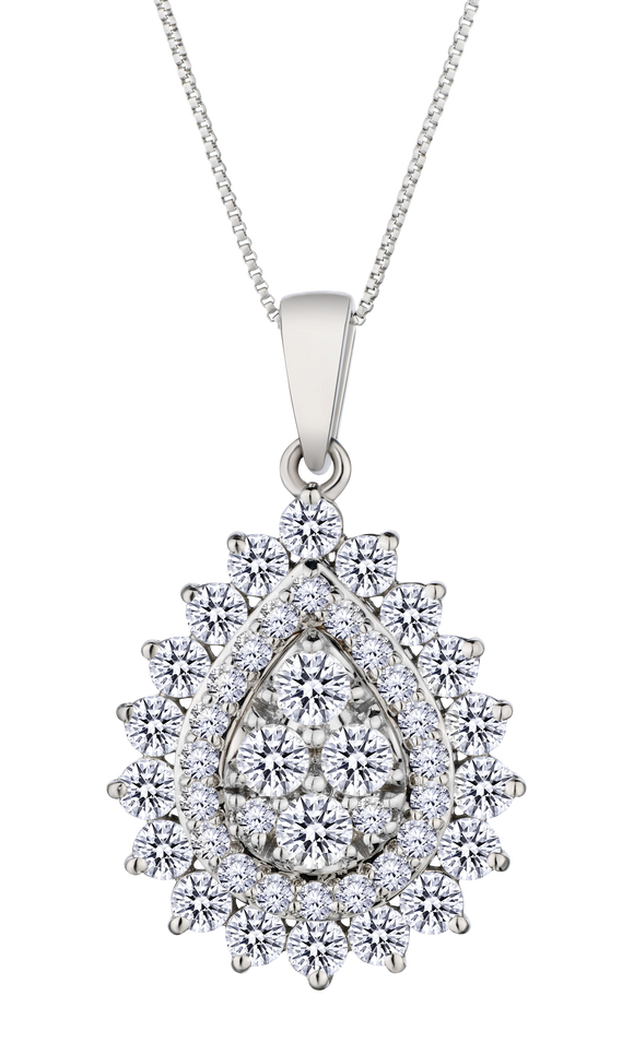 1.00 Carat of Lab Grown Diamonds "Double Halo" Pendant, 10kt White Gold.....................NOW