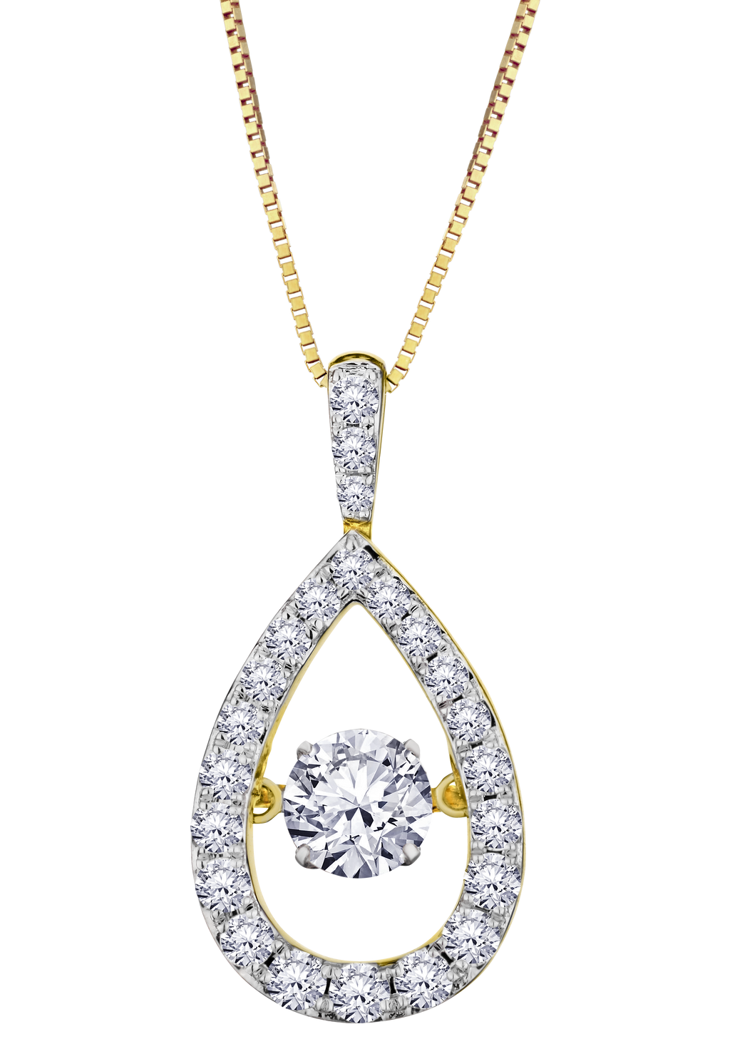1.00 Carat Of Lab Grown Diamonds "Dancing Diamond" Pendant, 10kt Yellow Gold.....................NOW