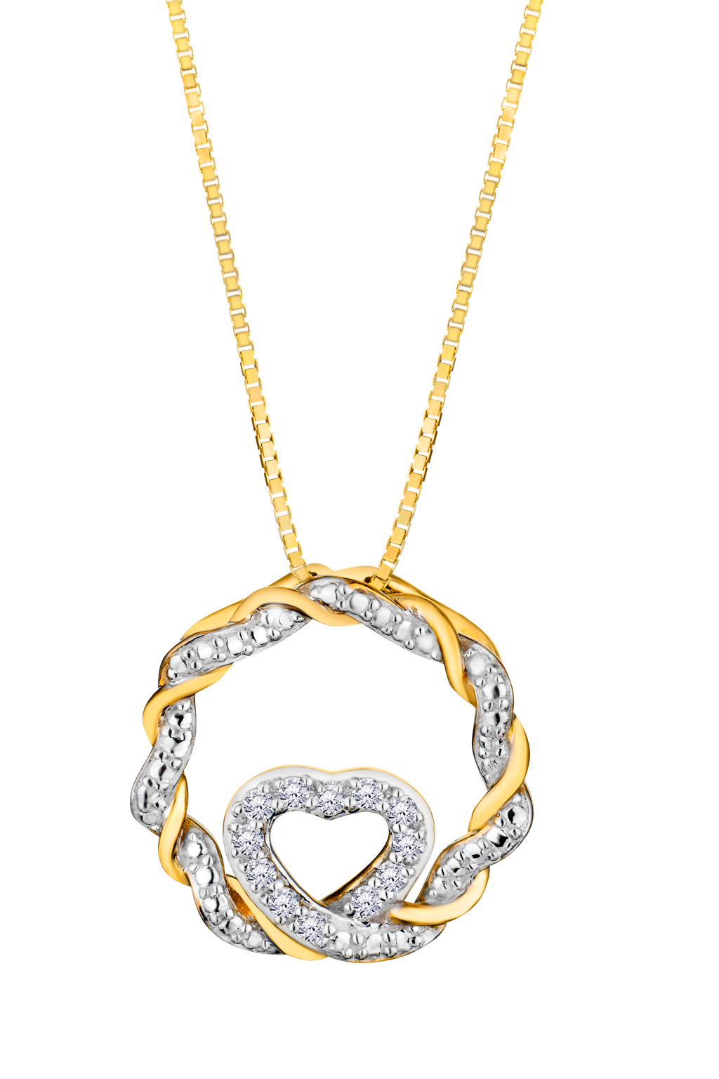 .05 Carat Of Lab Grown Diamonds "Circle Of Love" Heart Pendant, 10kt Yellow Gold.....................NOW