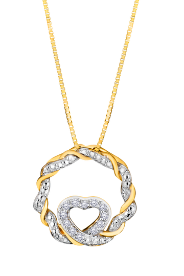 .05 Carat Of Lab Grown Diamonds "Circle Of Love" Heart Pendant, 10kt Yellow Gold.....................NOW - Griffin Jewellery Designs