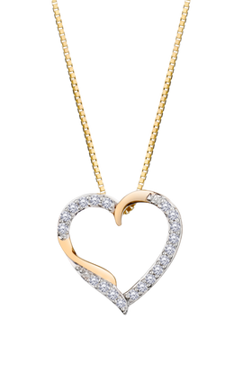 .08 Carat Of Lab Grown Diamonds Heart Pendant, 10kt Yellow Gold.....................NOW