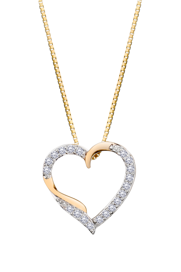 .08 Carat Of Lab Grown Diamonds Heart Pendant, 10kt Yellow Gold.....................NOW