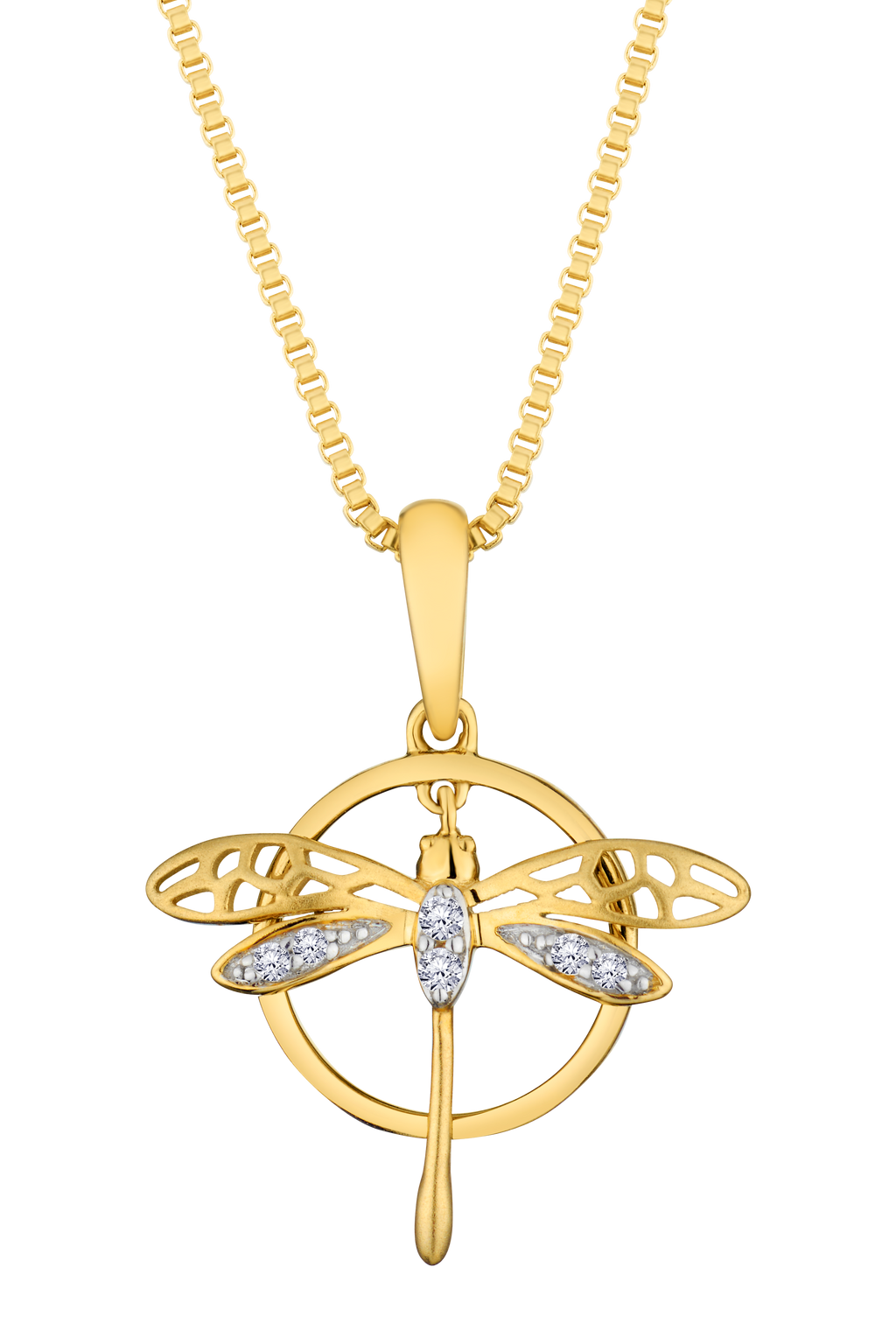 .03 Carat Of Lab Grown Diamonds "Dragonfly" Pendant, 10kt Yellow Gold.....................NOW