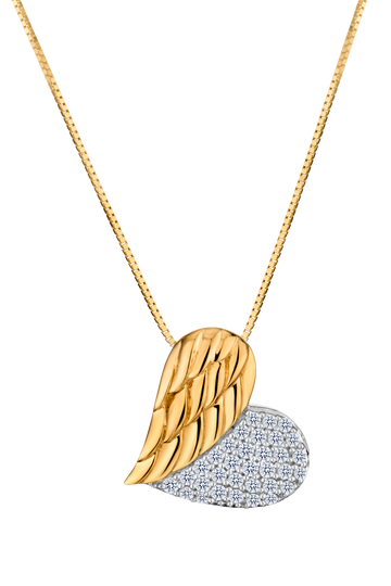 .16 Carat Of Lab Grown Diamonds "Angel Wing" Pendant, 10kt Yellow Gold.....................NOW
