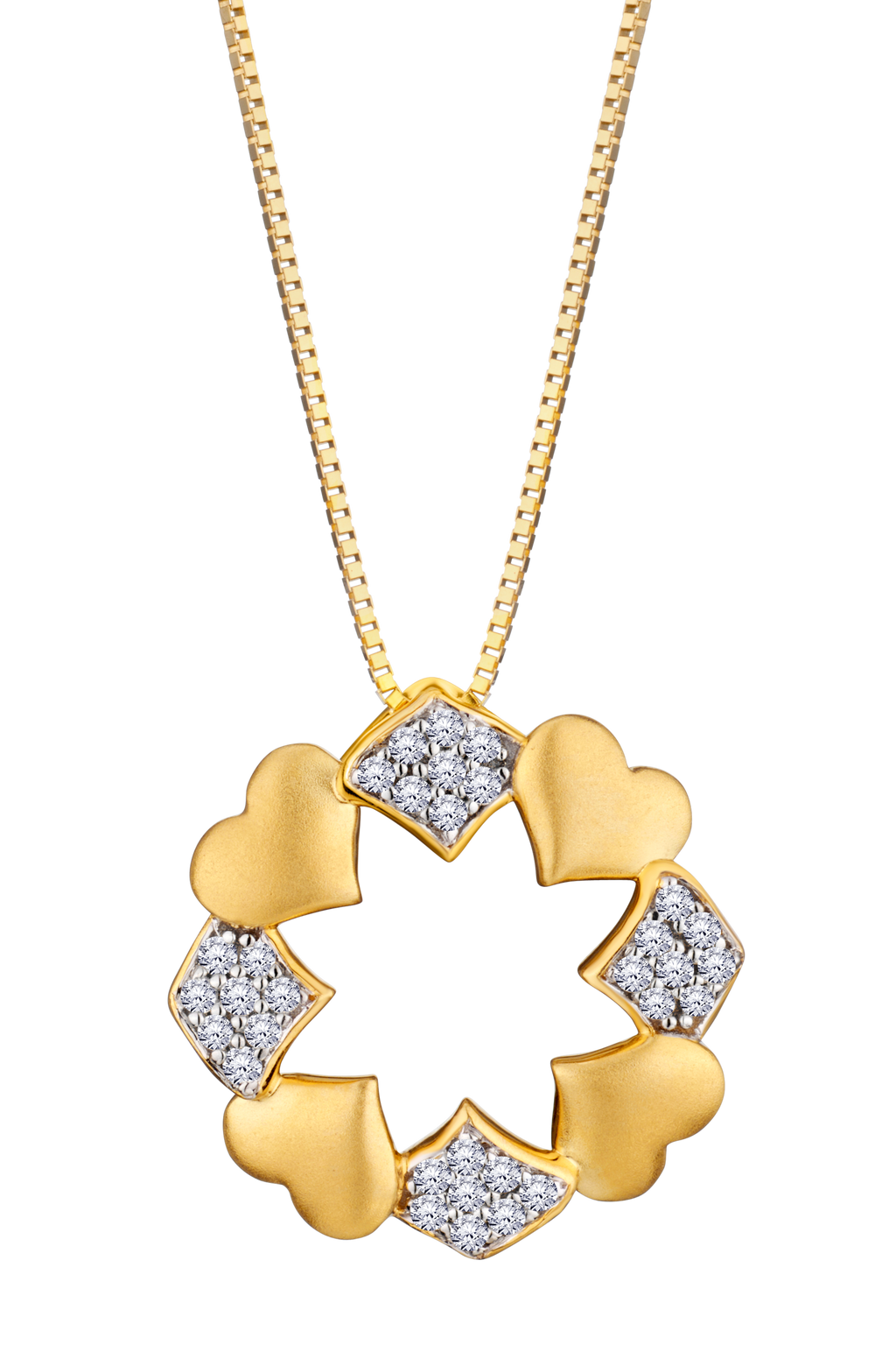 .13 Carat Of Lab Grown Diamonds "Circle Of Hearts" Pendant, 10kt Yellow Gold.....................NOW