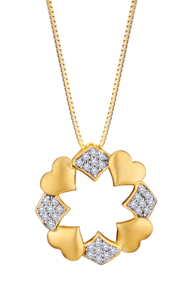 .13 Carat Of Lab Grown Diamonds "Circle Of Hearts" Pendant, 10kt Yellow Gold.....................NOW