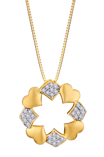 .13 Carat Of Lab Grown Diamonds "Circle Of Hearts" Pendant, 10kt Yellow Gold.....................NOW - Griffin Jewellery Designs