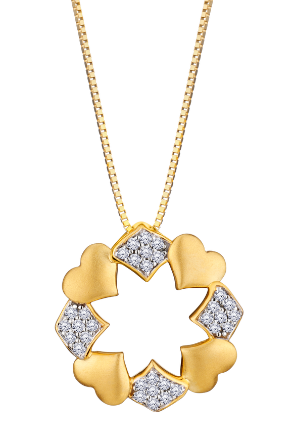 .13 Carat Of Lab Grown Diamonds "Circle Of Hearts" Pendant, 10kt Yellow Gold.....................NOW