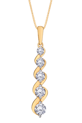 .50 Carat Of Lab Grown Diamonds 5 Stone Pendant, 10kt Yellow Gold.....................NOW