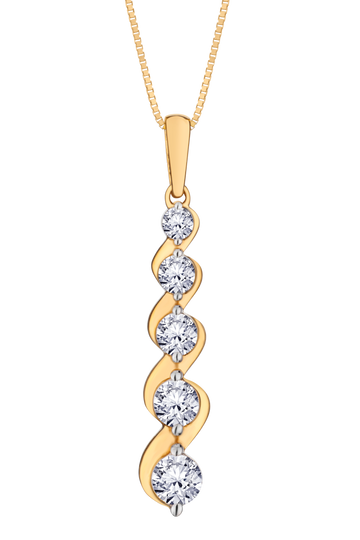 .50 Carat Of Lab Grown Diamonds 5 Stone Pendant, 10kt Yellow Gold.....................NOW