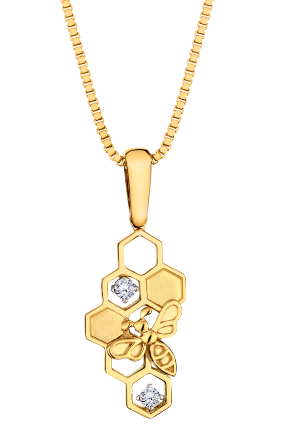 .04 Carat Of Lab Grown Diamonds "Honeycomb" Pendant, 10kt Yellow Gold.....................NOW