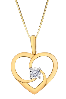 .10 Carat Of Lab Grown Diamond Heart Pendant, 10kt Yellow Gold.....................NOW