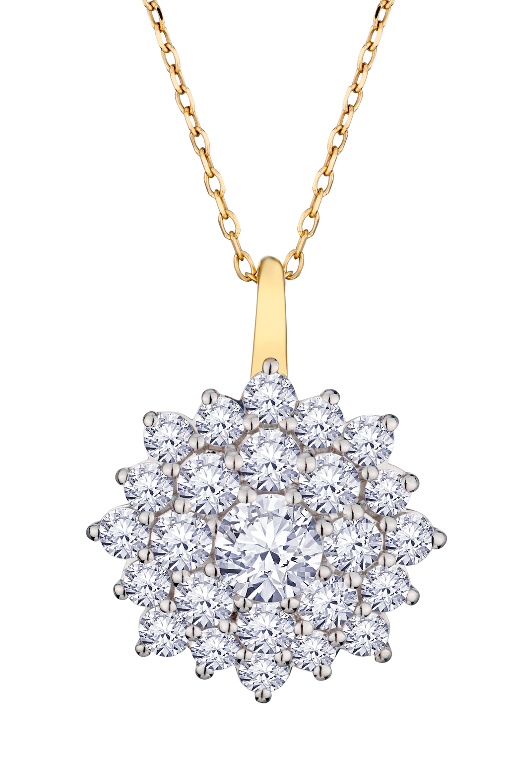 2.00 Carat Of Lab Grown Diamonds "Snowflake" Pendant, 10kt Yellow Gold.....................NOW