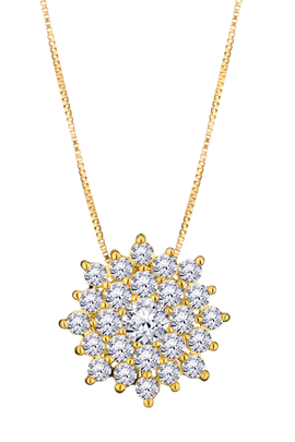 .75 Carat Of Lab Grown Diamonds "Snowflake" Pendant, 10kt Yellow Gold.....................NOW