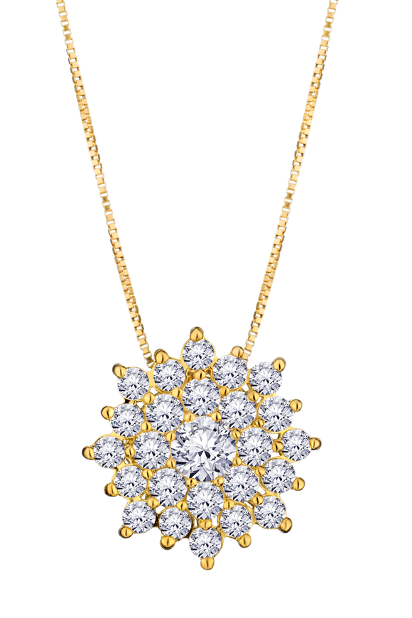 .75 Carat Of Lab Grown Diamonds "Snowflake" Pendant, 10kt Yellow Gold.....................NOW