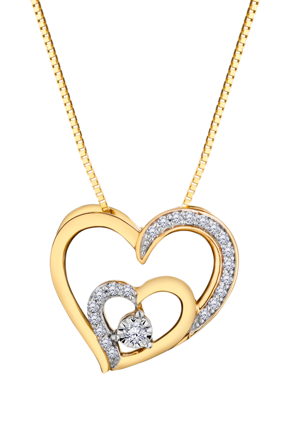 .11 Carat Of Lab Grown Diamonds Heart Pendant, 10kt Yellow Gold.....................NOW