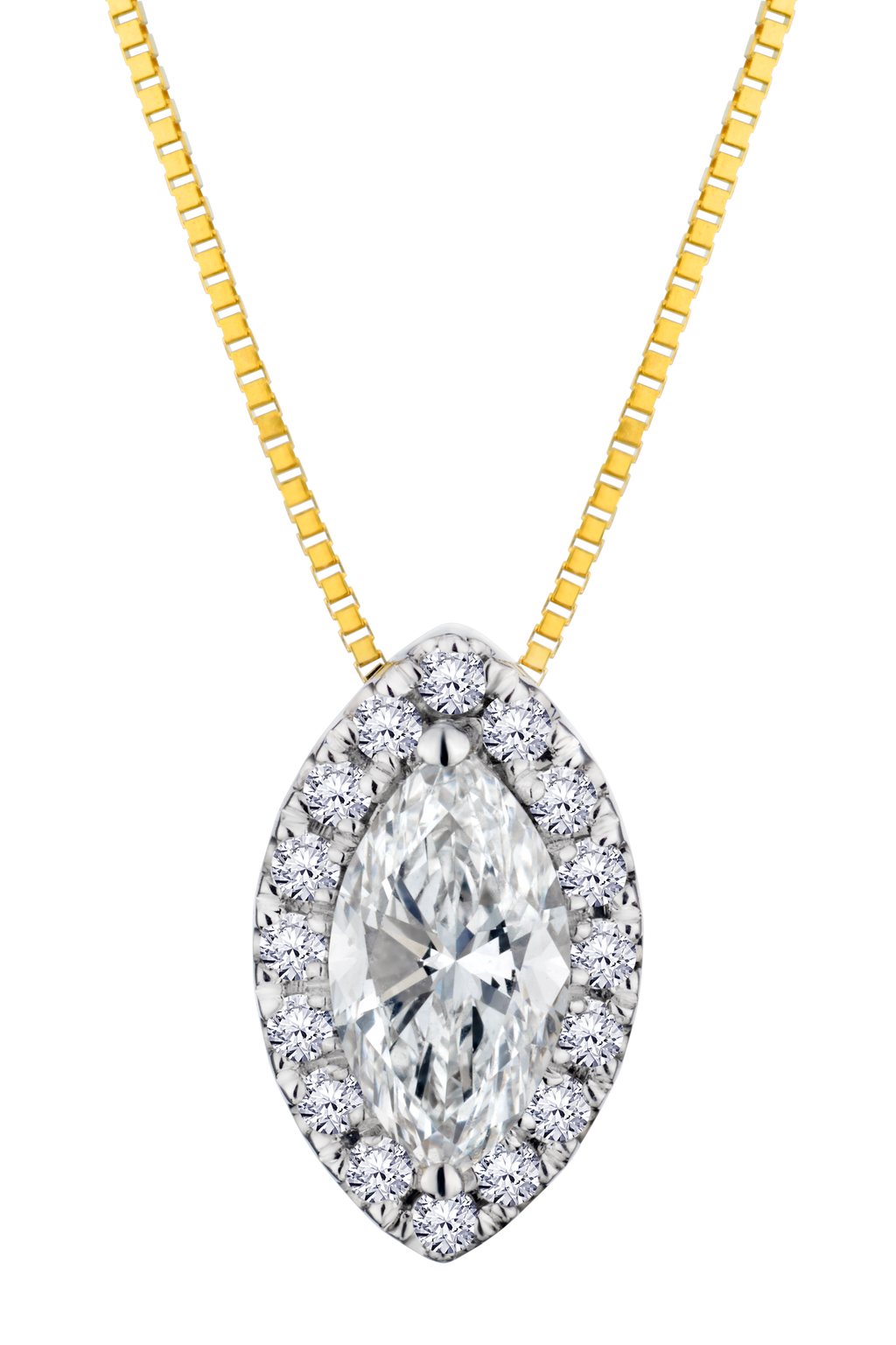 .65 Carat Of Lab Grown Diamonds Marquise Shape Pendant, 10kt Yellow Gold.....................NOW