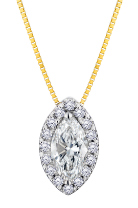 .65 Carat Of Lab Grown Diamonds Marquise Shape Pendant, 10kt Yellow Gold.....................NOW