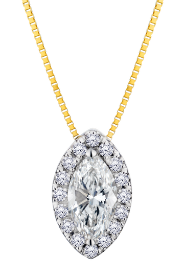 .65 Carat Of Lab Grown Diamonds Marquise Shape Pendant, 10kt Yellow Gold.....................NOW