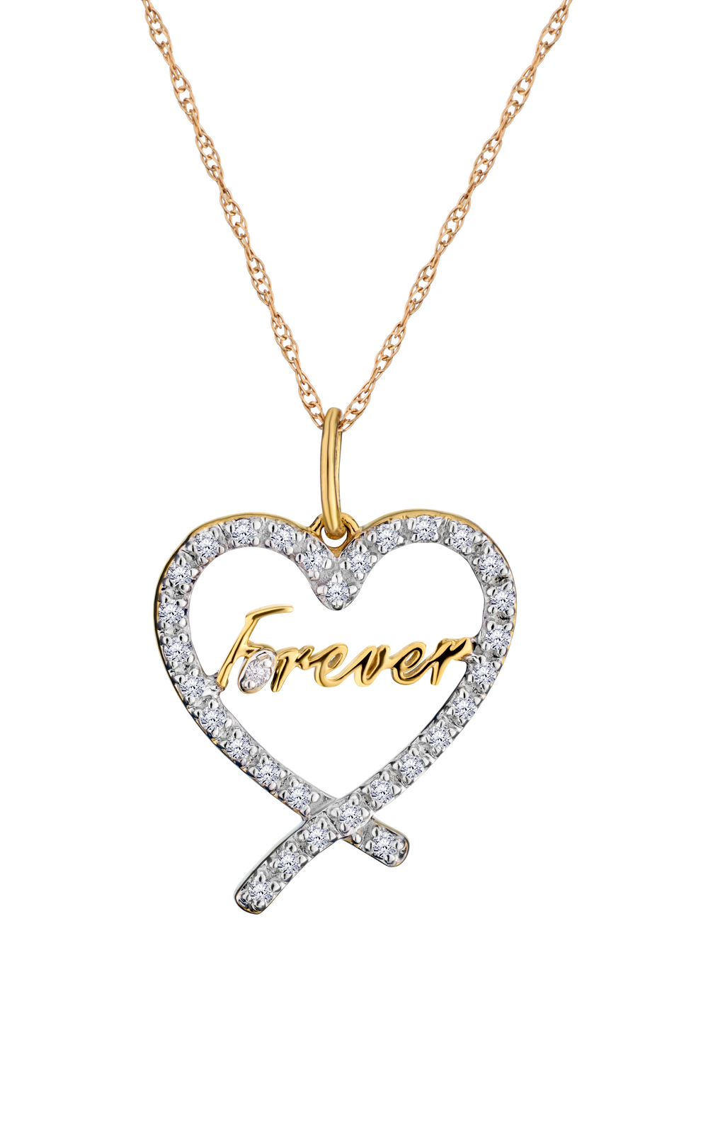 .12 Carat Of Lab Grown Diamonds "Forever" Heart Pendant, 10kt Yellow Gold.....................NOW