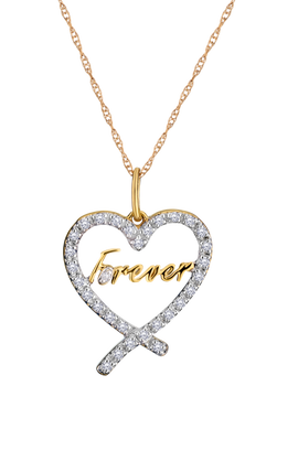 .12 Carat Of Lab Grown Diamonds "Forever" Heart Pendant, 10kt Yellow Gold.....................NOW