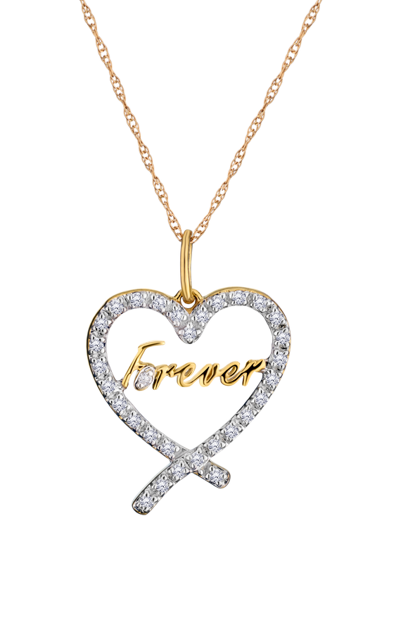 .12 Carat Of Lab Grown Diamonds "Forever" Heart Pendant, 10kt Yellow Gold.....................NOW