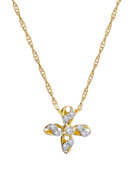 .05 Carat Of Lab Grown Diamonds "Snowflake" Pendant, 10kt Yellow Gold.....................NOW