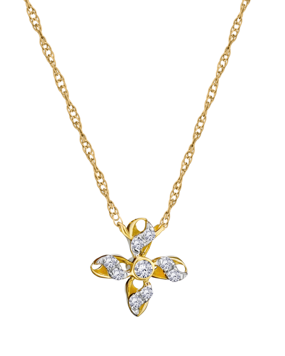 .05 Carat Of Lab Grown Diamonds "Snowflake" Pendant, 10kt Yellow Gold.....................NOW