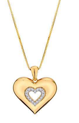 .10 Carat Of Lab Grown Diamonds "Heart" Pendant, 10kt Yellow Gold.....................NOW