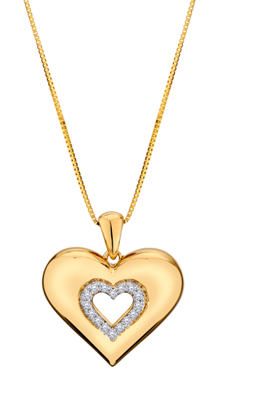 .10 Carat Of Lab Grown Diamonds "Heart" Pendant, 10kt Yellow Gold.....................NOW - Griffin Jewellery Designs