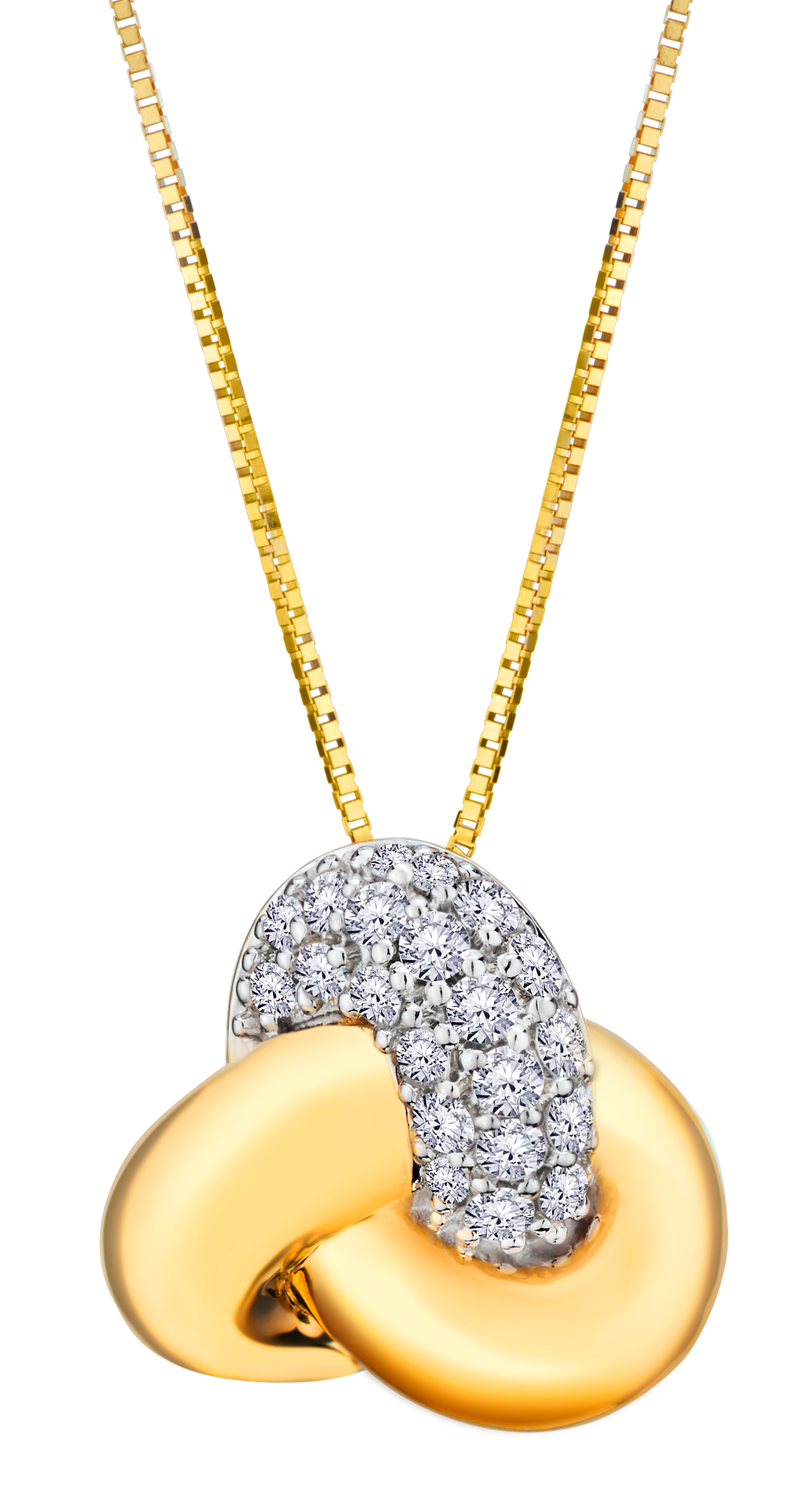 .32 Carat Of Lab Grown Diamonds "Love Knot" Pendant, 10kt Yellow Gold.....................NOW
