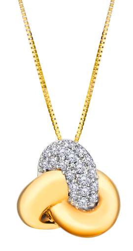 .32 Carat Of Lab Grown Diamonds "Love Knot" Pendant, 10kt Yellow Gold.....................NOW