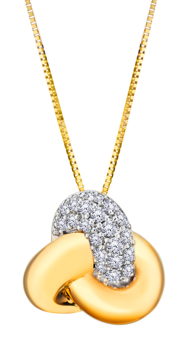 .32 Carat Of Lab Grown Diamonds "Love Knot" Pendant, 10kt Yellow Gold.....................NOW