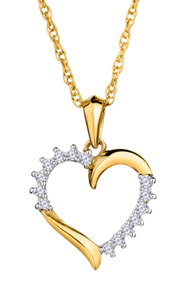 .11 Carat of Lab Grown Diamonds Heart Pendant, 10kt Yellow Gold.....................NOW