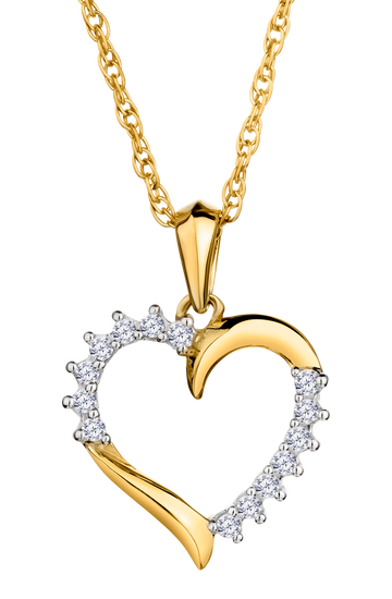 .11 Carat of Lab Grown Diamonds Heart Pendant, 10kt Yellow Gold.....................NOW