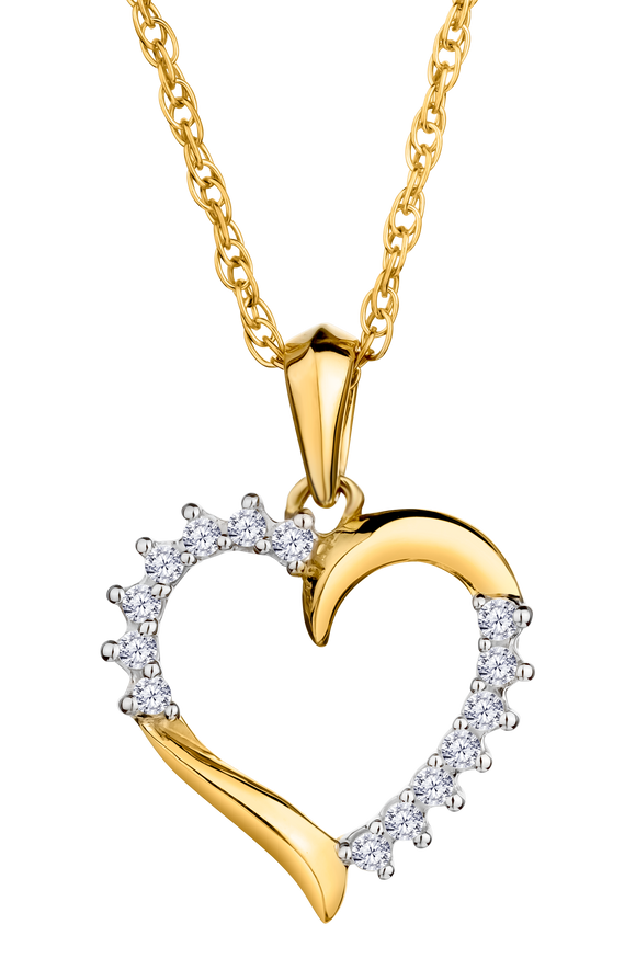 .11 Carat of Lab Grown Diamonds Heart Pendant, 10kt Yellow Gold.....................NOW