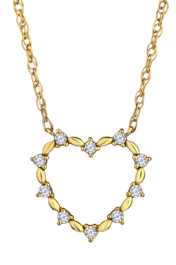 .11 Carat of Lab Grown Diamonds Heart Pendant, 10kt Yellow Gold.....................NOW