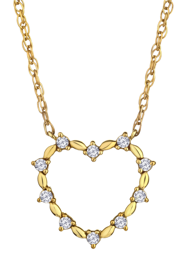 .11 Carat of Lab Grown Diamonds Heart Pendant, 10kt Yellow Gold.....................NOW