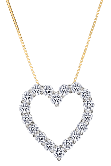 1.00 Carat of Lab Grown Diamonds Heart Pendant, 10kt Yellow Gold.....................NOW