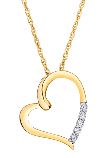 .11 Carat of Lab Grown Diamonds Heart Pendant, 10kt Yellow gold.....................NOW
