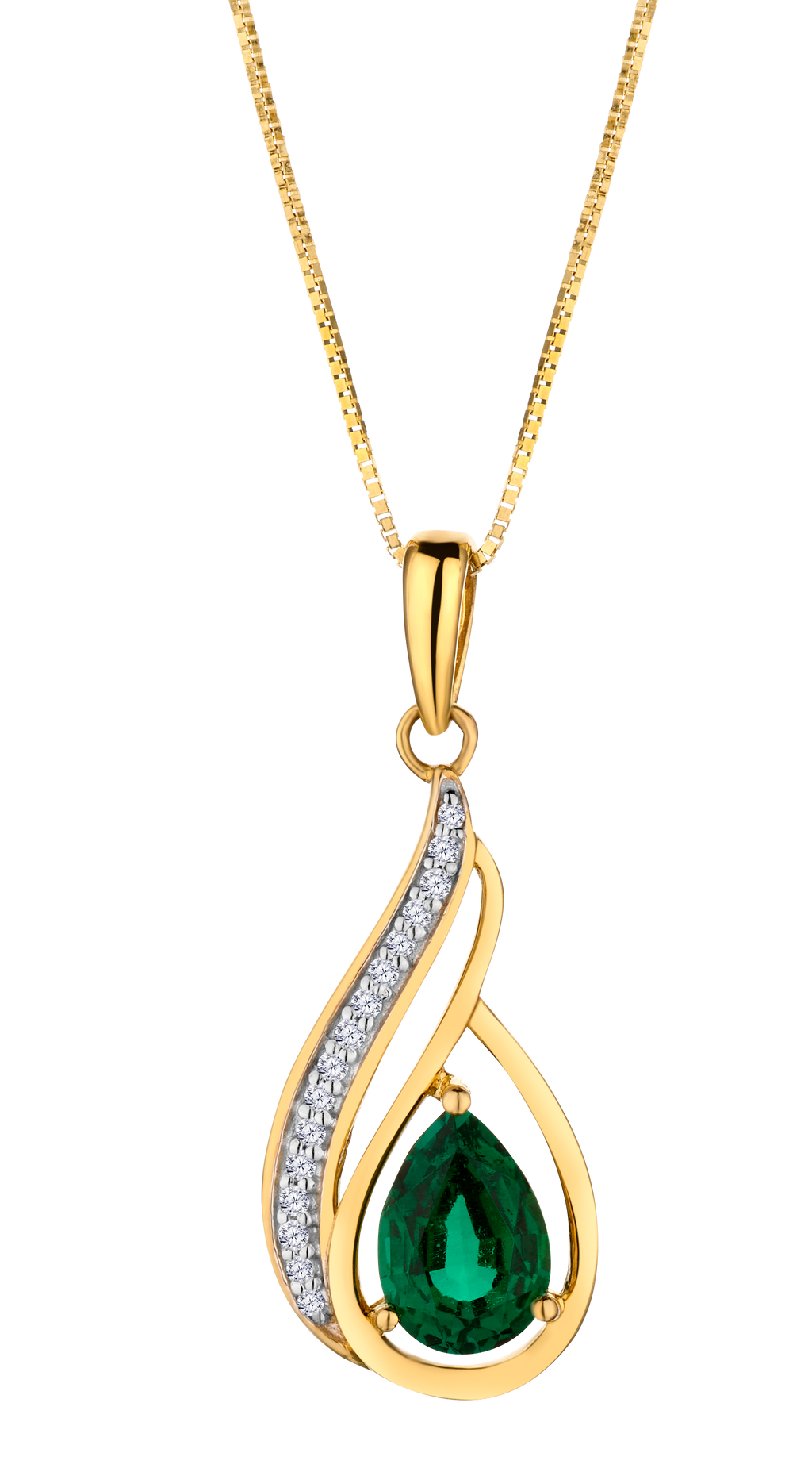 Created Emerald & .03 Carat of Lab Grown Diamonds Pendant, 10kt Yellow Gold.....................NOW