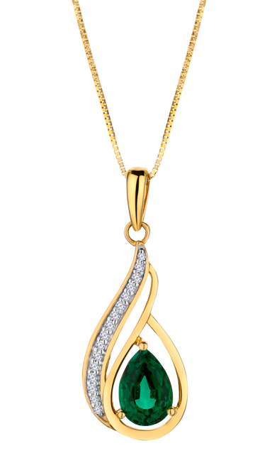 Created Emerald & .03 Carat of Lab Grown Diamonds Pendant, 10kt Yellow Gold.....................NOW - Griffin Jewellery Designs
