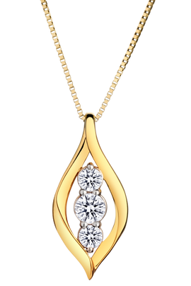 .25 Carat of Lab Grown Diamonds "Past, Present, Future" Pendant, 10kt Yellow Gold.....................NOW