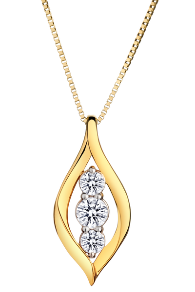.25 Carat of Lab Grown Diamonds "Past, Present, Future" Pendant, 10kt Yellow Gold.....................NOW
