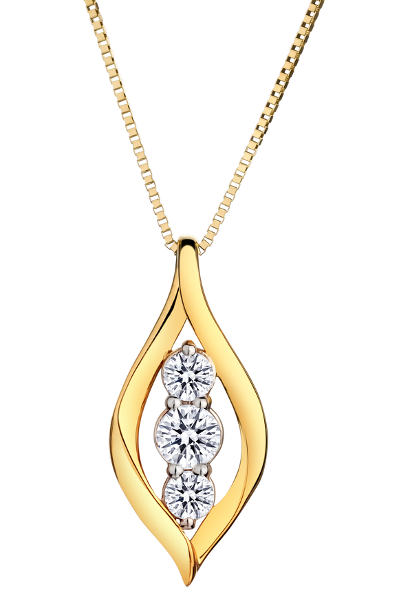 .25 Carat of Lab Grown Diamonds "Past, Present, Future" Pendant, 10kt Yellow Gold.....................NOW