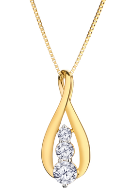 .33 Carat of Lab Grown Diamonds "Past, Present, Future" Pendant, 10kt Yellow Gold.....................NOW